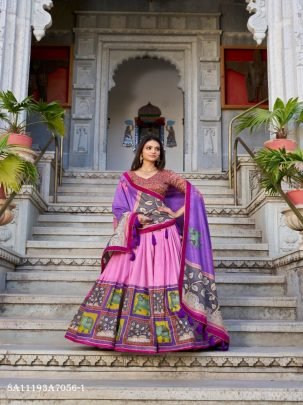 Kalamkari Tasar Silk Lehenga Set