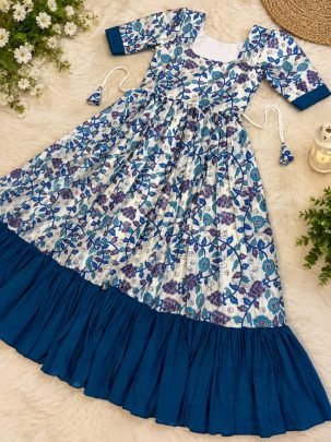 Kalamkari Vichitra Silk Designer Frock