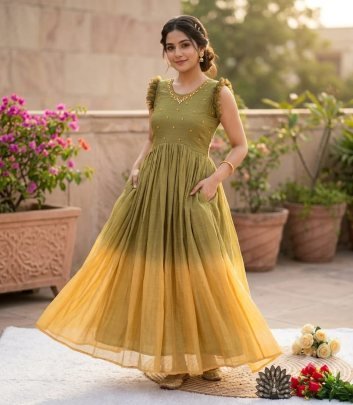 Kota Chex Silk  Gown