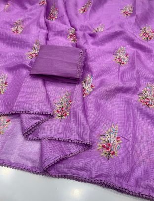 Kota Doriya Saree With Embroidery Work
