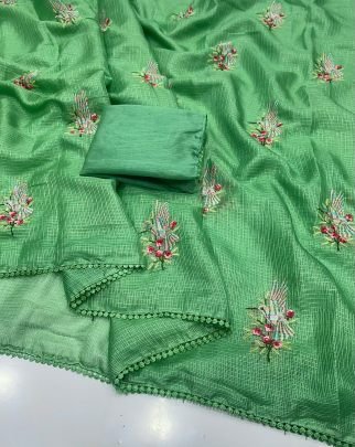 Kota Doriya Saree With Embroidery Work