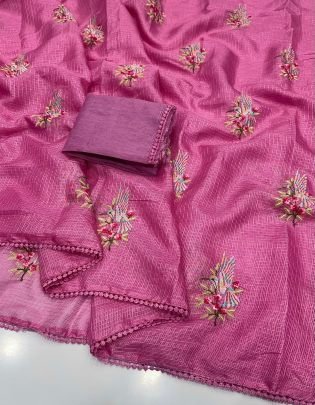 Kota Doriya Saree With Embroidery Work