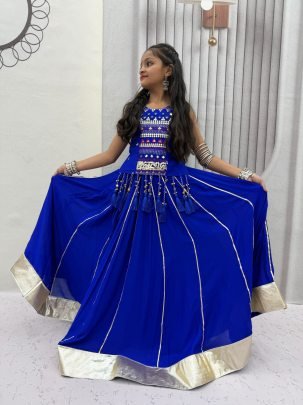 Little Royal Mirror Work Lehenga Choli Set