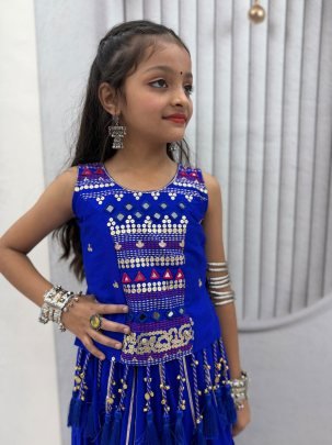 Little Royal Mirror Work Lehenga Choli Set