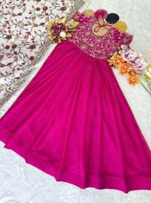 Maggam Beads Work Georgette Gown