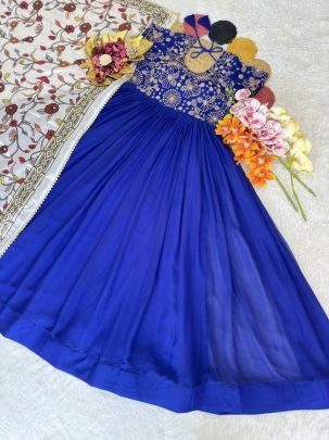 Maggam Beads Work Georgette Gown