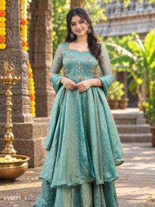 maggam peplum lehenga set