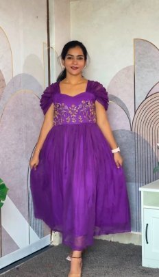 Maggam Work Kota Checks Gown