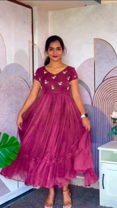 Maggam Work Kota Checks Gown