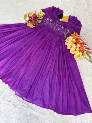 Maggam Work Kota Checks Gown