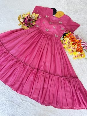 Maggam Work Kota Checks Gown