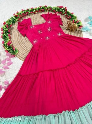 Maggam Work Mul Chanderi Midi Frock