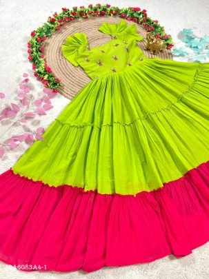 Maggam Work Mul Chanderi Midi Frock