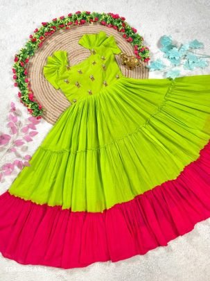 Maggam Work Mul Chanderi Midi Frock