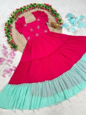 Maggam Work Mul Chanderi Midi Frock