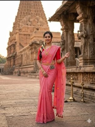 Mal Cotton Print Saree with Cotton Latkan