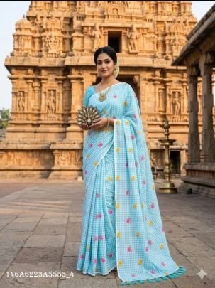 Mal Cotton Print Saree with Cotton Latkan