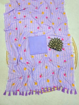 Mal Cotton Print Saree with Cotton Latkan