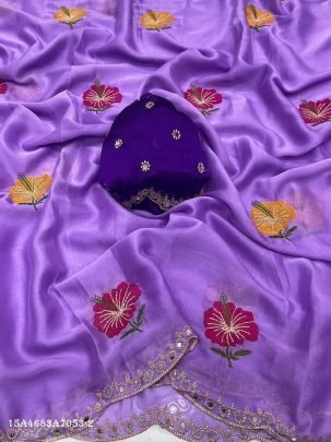 Midnight Bloom Rangoli Silk Saree