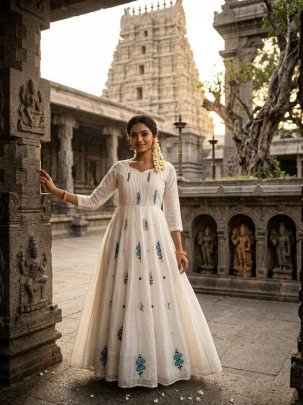 Mull Cotton Embroidered Gown