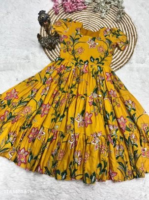 Muslin Cotton Printed Layered Dress