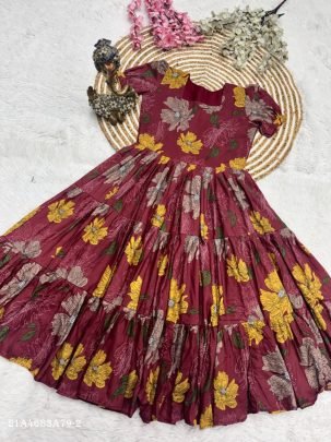 Muslin Cotton Printed Layered Dress