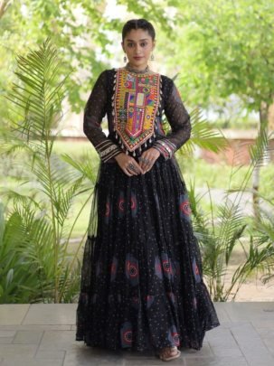 Navrang Kutchi Bandhani Gown