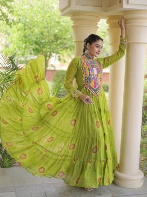 Navrang Kutchi Bandhani Gown