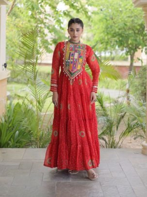 Navrang Kutchi Bandhani Gown
