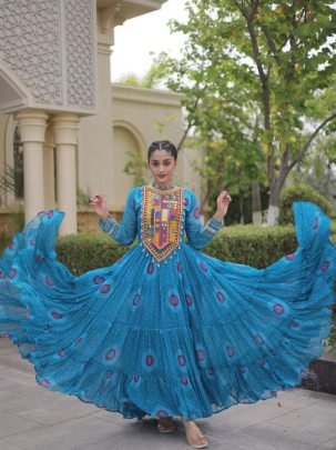 Navrang Kutchi Bandhani Gown