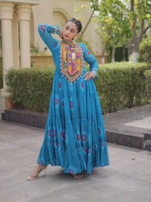 Navrang Kutchi Bandhani Gown