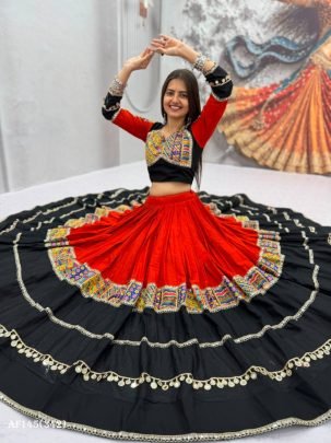 Navratri Special Pure Cotton Mirror Work Lehenga Choli Set