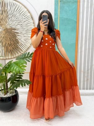 Noorani Maggam Work Mull Cotton Maxi Gown