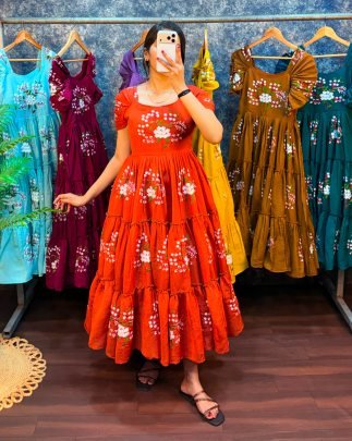 Premium Embroidery Midi Dress