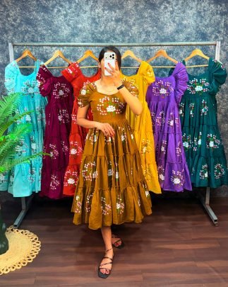 Premium Embroidery Midi Dress