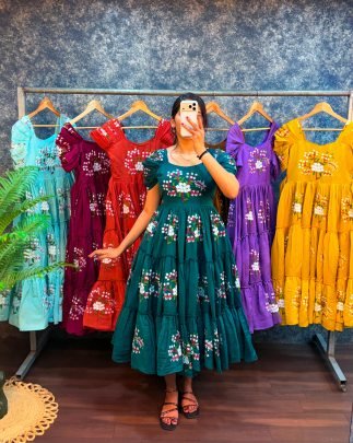 Premium Embroidery Midi Dress