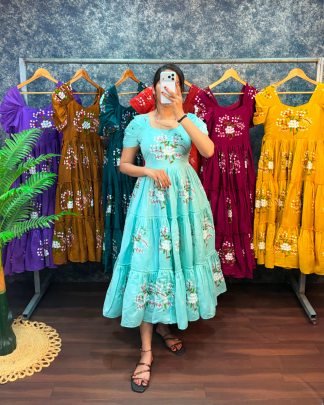Premium Embroidery Midi Dress