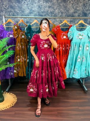 Premium Embroidery Midi Dress