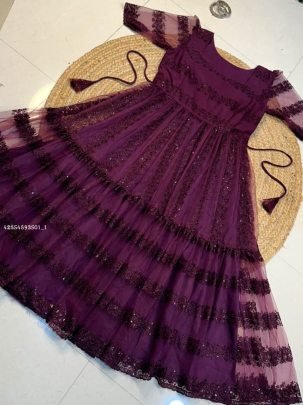 Premium Heavy Net Fabric with Heavy Sequence   Floral Embroidery