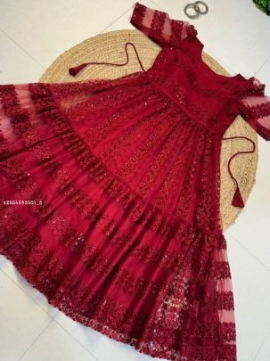 Premium Heavy Net Fabric with Heavy Sequence   Floral Embroidery