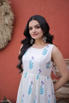 Premium Printed Cotton Tiered Midi Dress