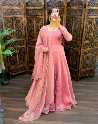 Premium Salsa Silk Foil Work Gown