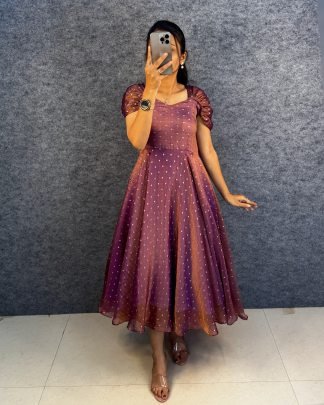 Printed Puff Sleeve Maxi Dress