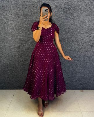 Printed Puff Sleeve Maxi Dress