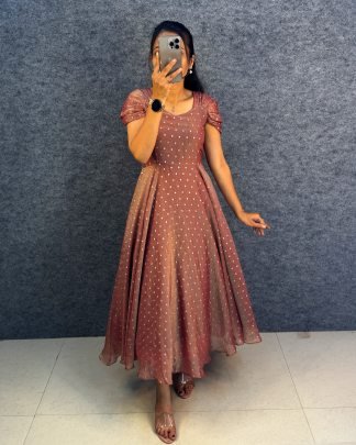 Printed Puff Sleeve Maxi Dress