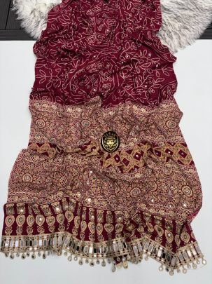 Pure Arjakh Sartin Viscous Silk Saree