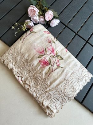 pure tussar silk  with cutwork  border