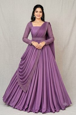 Rangoli Fabric Draped Style Designer Gown
