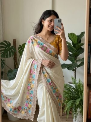 Rangoli Silk Saree With Beautiful Heavy Work Saree