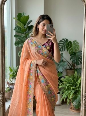 Rangoli Silk Saree With Beautiful Heavy Work Saree